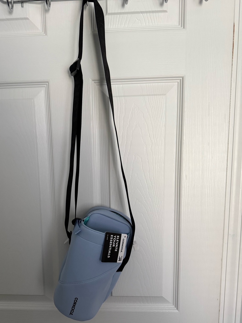 Corkcicle Pale Blue Insulated Bottle Sling with Black Strap